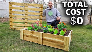 How to Build a Mini RAISED BED Using ONE PALLET FREE Backyard Gardening [upl. by Olinde]