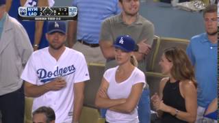 Zachary Levi amp Yvonne Strahovski Hanging Out at DodgersMets Game 10152015 [upl. by Llebana441]