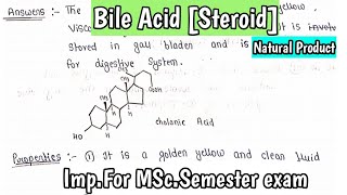 BILE ACIDSteroids Property of bile acid  Natural Product  Organic Chemistry  MScNotes [upl. by Asnarepse]