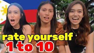 Filipina in the Philippines rate themselves 1 to 10 street interviews [upl. by Ranee67]