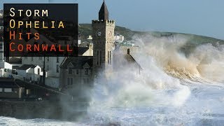 Storm Ophelia hits Cornwall  60MPH winds and huge waves [upl. by Ermina]