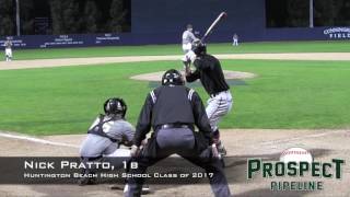 Nick Pratto Prospect Video 1b Huntington Beach High School Class of 2017 Game ABs at USD Camp [upl. by Landau]