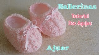 Ajuar dos agujas o palitos como tejer escarpines o ballerinas [upl. by Suzanne]