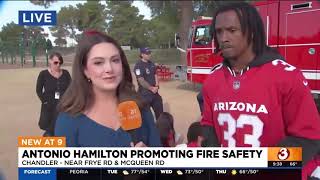 Channel 35  Arizona Cardinals cornerback and burn survivor Antonio Hamilton on fire safety [upl. by Hartzell]