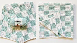 How to Crochet the Griddle Stitch Checkerboard Baby Blanket [upl. by Jayson381]