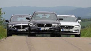 BMW 5 Series Touring vs Mercedes EClass Estate vs Volvo V90 [upl. by Airun]