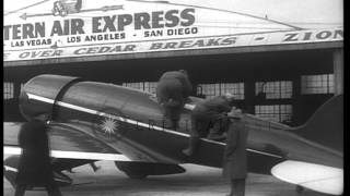 Amelia Earhart and Paul Mantz take off to search for a missing plane near Salt LaHD Stock Footage [upl. by Akirej]