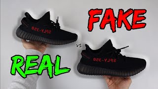 REAL VS FAKE ADIDAS YEEZY 350 V2 BRED COMPARISON [upl. by Amiaj]