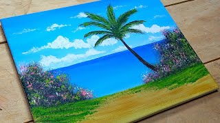 Cómo Pintar un PAISAJE de Playa con Acrílico Paso a Paso  Tutorial de Pintura Acrílica [upl. by Ayifa949]