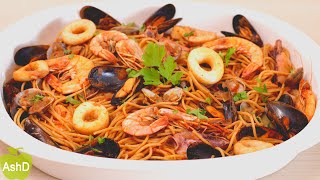 Pasta integral con mariscos  Una receta deliciosa de frutos del mar con espaguetis [upl. by Nnair]