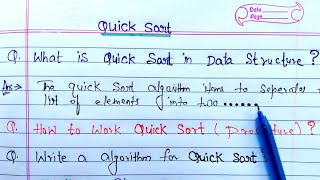 Quick Sort in Data Structure  quick sort algorithm  DataStructure [upl. by Aneladgam]