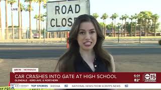 Car crashes through gate at Apollo High School in Glendale [upl. by Josie]