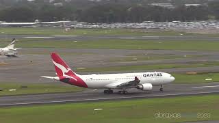 Qantas A330202 VHEBO  Departure from Sydney [upl. by Ecirtnom356]