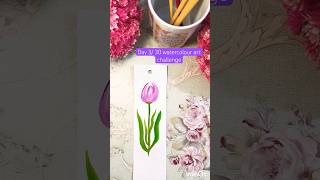 Day 330 tulip bookmark 🌷 watercolor painting art flowers shorts drawing bookmarks tulip [upl. by Enomaj]