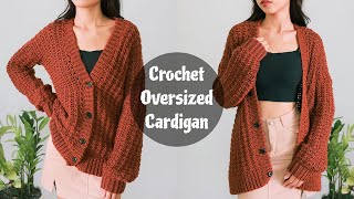 Crochet Oversized Cardigan Tutorial  Chenda DIY [upl. by Assetniuq863]