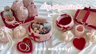 the EASIEST way to crochet organisers any size  pouches storage baskets amp heart tray [upl. by Koren]