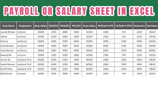 How to make salary sheet  Payroll or Payslip in excel 2016 [upl. by Ylloh]