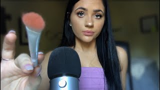 ASMR FACE BRUSHINGSTIPPLING WITH TRIGGER WORDS VERY UP CLOSE PERSONAL ATTENTION [upl. by Ahsaeym]