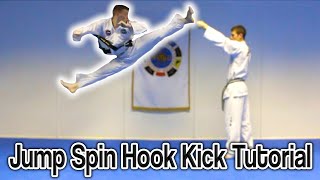 Taekwondo Jump Spin Hook Kick Tutorial  GNT How to [upl. by Coral]