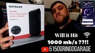 Netgear CM1000 unbox and test vs Aris Surfboard [upl. by Ahsinid]