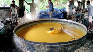 Biggest Jaggery Making Process From Sugarcane Juice  Making Of Gurr  Bellam Making  Panela [upl. by Elfie]