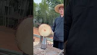 The process of splitting wood with a cracking drill [upl. by Oswin]