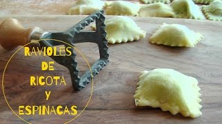 Cómo hacer RAVIOLES CASEROS DE ESPINACAS y RICOTA sin carne Ravioli spinaci e ricotta [upl. by Drugge]