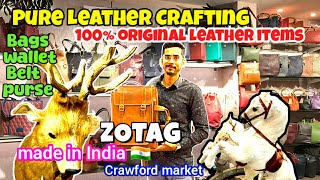 LEATHER JACKETS  LEATHER BAG  LADIES PURSE  WALLET  LAPTOP BAG  BELT Crawford market youtube [upl. by Htebazil495]