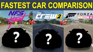 FASTEST CAR In Forza Horizon 4 vs Need For Speed Heat vs The Crew 2 l FH4 TC2 NFS Heat Comparison [upl. by Gies]