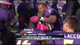 Jacoby Jones 108 YARD KICK RETURN vs Cowboys [upl. by Tiphanie18]