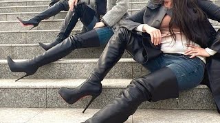 The Brand New collection of faux Leather Long boots for womens Latest Leather thigh high Boots [upl. by Dnalel]