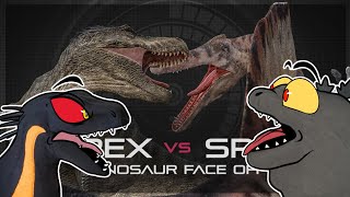 Godzilla Reacts TRex vs Spinosaurus Fight Simulation  3D FaceOff InDepth Analysis [upl. by Henghold657]