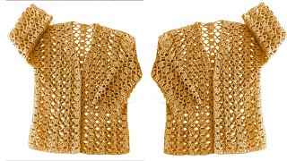 Very Easy 💯 Crochet New Stitch for Sweater Vest Cardigan Top Blouse [upl. by Erreid]