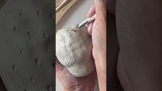 Satisfying Clay Carving on DIY Strawberry Jar 🍓 [upl. by Mann]