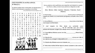 CAÇAPALAVRAS As revoltas coloniais 4º ano EF [upl. by Frans]