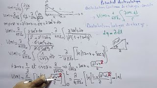 Electricite 1  Eléctrostatique  Potentiel créé par une distribution de charge linéique  Partie 10 [upl. by Ridley]