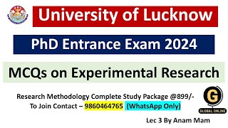 Experimental Research PhD Entrance Exam  University of Lucknow 2024 [upl. by Lesak]