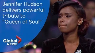 Aretha Franklin funeral Jennifer Hudson soulful tribute [upl. by Esimehc261]