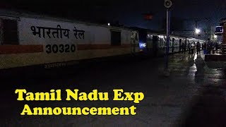 TAMIL NADU EXPRESS ANNOUNCEMENT and DEPARTURE at VIJAYAWADA JUNCTION  INDIAN RAILWAYS [upl. by Crespi204]