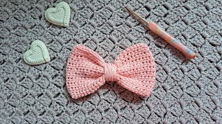 Crochet Feminine Bow Tutorial For Beginners  Easy Crochet Bow amp Free Written Pattern [upl. by Yznel]