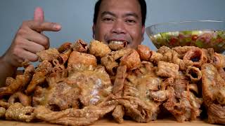 THE CRISPYIEST CHICHARON BULAKLAK  CRISPY PIG BUNGS  MUKBANG ASMR [upl. by Hidie]