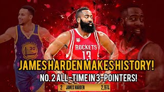 James Harden Breaks Records No 2 AllTime in NBA 3Pointers [upl. by Rim645]