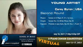 Carrie Byron USA Young Artist Round 2  ePiano Junior Competition21 VIRTUAL [upl. by Namyac540]