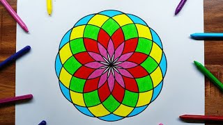 Quick amp Easy Geometrical Design In Circle Drawing  How to Draw Geometric Rangoli Design in Circle [upl. by Eelinej]