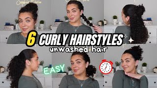 6 Quick amp Easy Curly Hairstyles for Unwashed Hair Effortless Looks for Busy Days [upl. by Nehcterg]