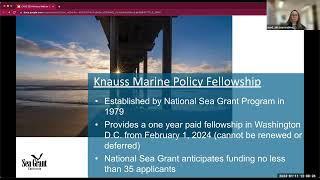 2024 California Sea Grant Knauss Fellowship Informational Webinar [upl. by Solram]