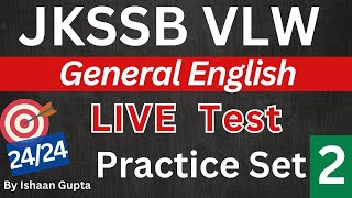 General English  Practice Set 2  JKSSB VLW Exam preparation  By Ishaan Gupta [upl. by Valle]