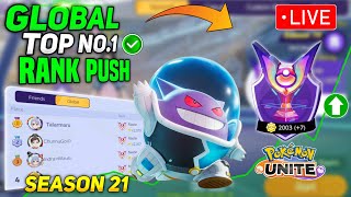 Global Top Rank No1 Push Day 11 Lets do it live Pokemon unite [upl. by Naillig]