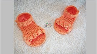 SANDALIAS TEJIDAS A CROCHET  PASO A PASO  MODELO EMILIA  3 A 6 MESES [upl. by Jeanne]