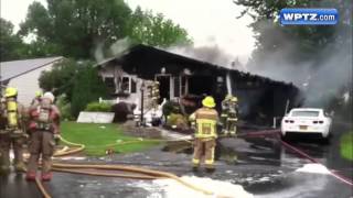 Home destroyed in morning blaze [upl. by Audie]